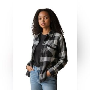 Dixxon Finish line grunge biker Checkered Button-Up Shirt